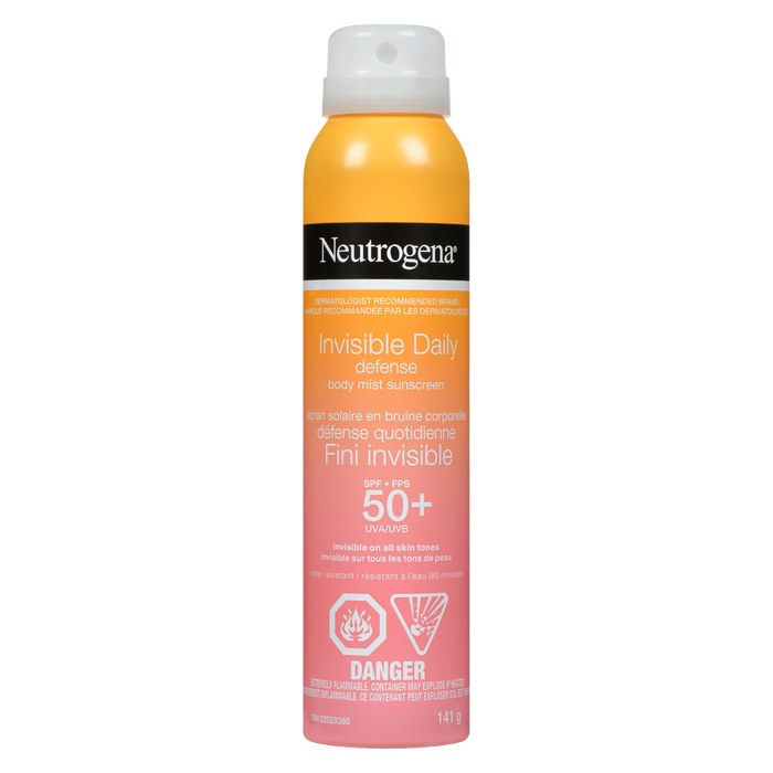 Neutrogena Invisible Daily Defense Brume solaire pour le corps FPS 50+ UVA 141 g