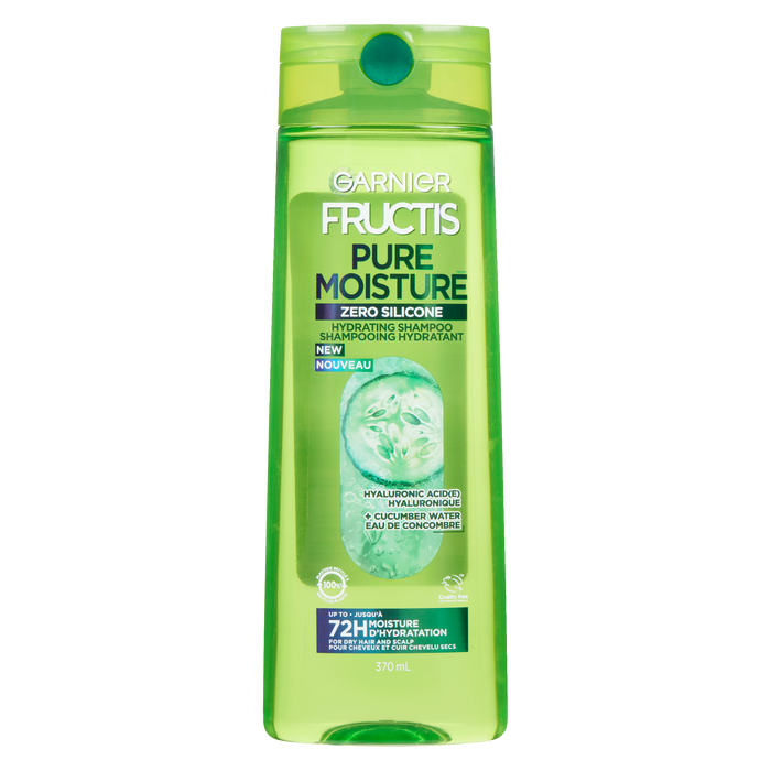 Garnier Fructis Pure Moisture Shampooing Hydratant Acide Hyaluronique + Eau de Concombre Pour Cheveux et Cuir Chevelu Secs 370 ml