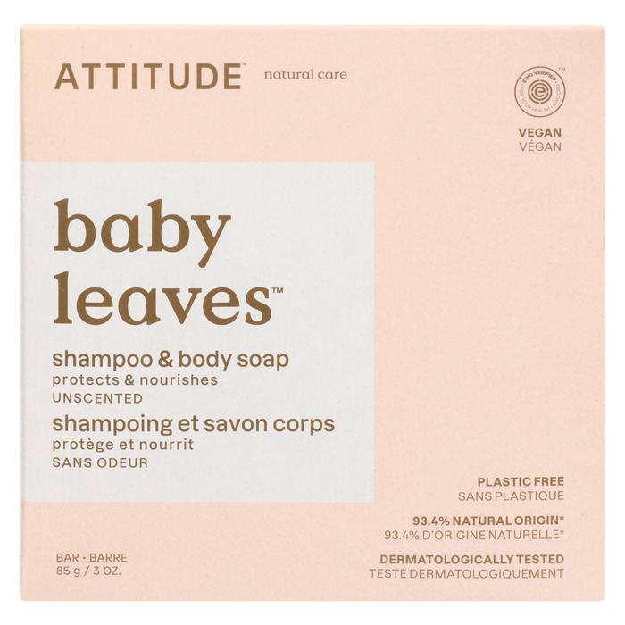 Shampoing en barre et savon pour le corps Baby Leaves d'ATTITUDE 85 g