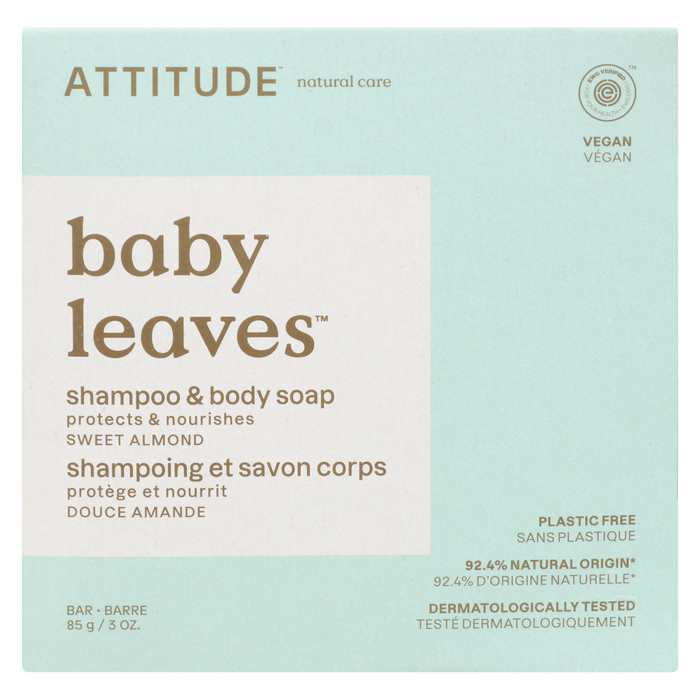 Shampoing en barre et savon pour le corps Baby Leaves d'ATTITUDE 85 g