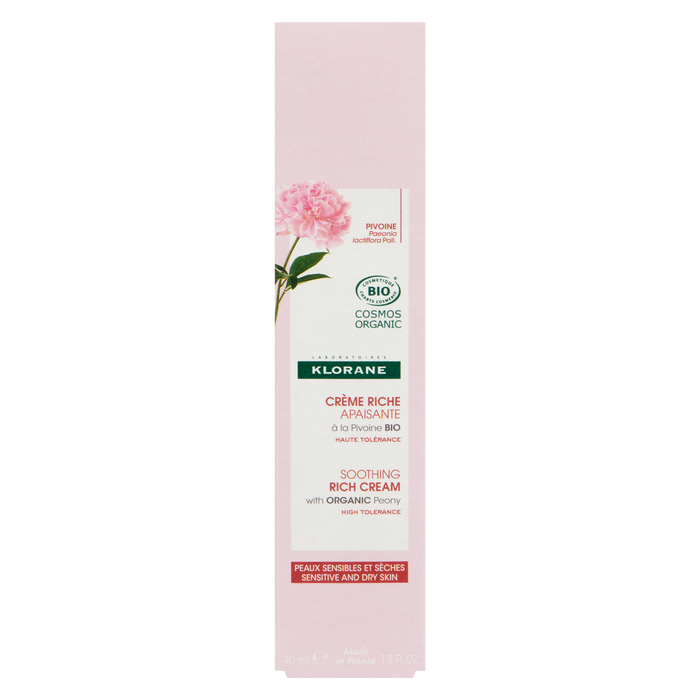 Klorane Crème Riche Apaisante à la Pivoine Bio Peaux Sensibles et Sèches 40 ml