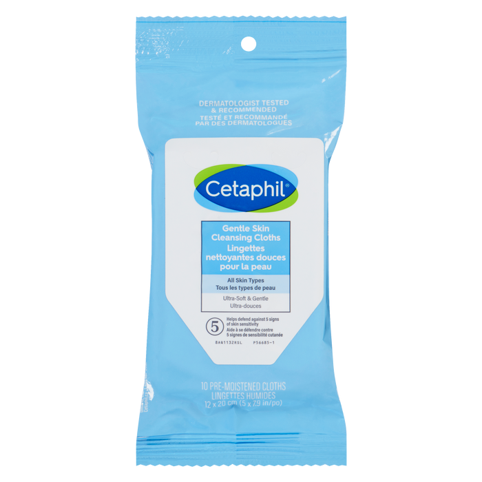 Cetaphil Gentle Skin Cleansing Cloths All Skin Types 10 Pre-Moistened Cloths