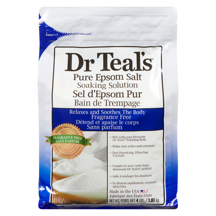 Dr Teal's Pure Epsom Salt Soaking Solution Fragrance Free 1.81 kg