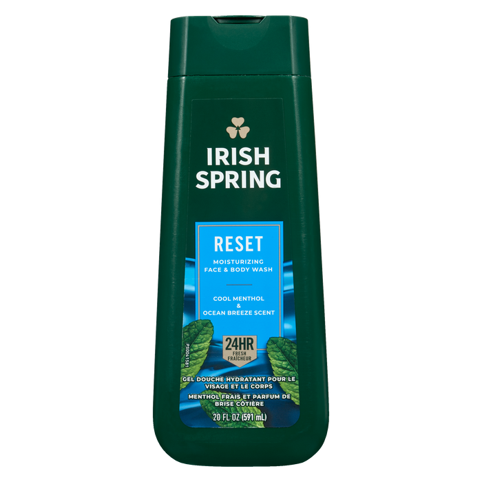 Irish Spring Moisturizing Face & Body Wash Reset Cool Menthol & Ocean Breeze Scent 591 ml