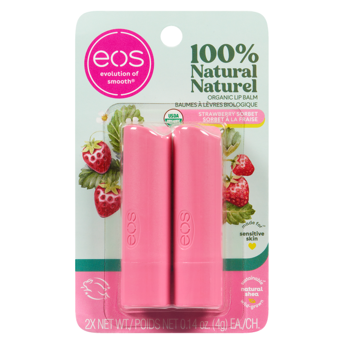 Baume à lèvres bio eos Sorbet à la fraise 2 x 4 g