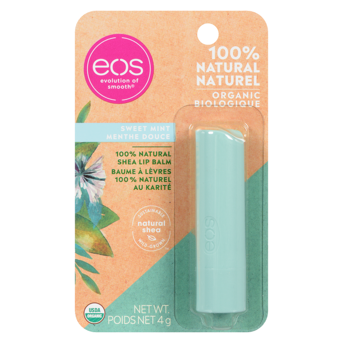 eos Baume à lèvres 100% naturel au karité Menthe douce biologique 4 g