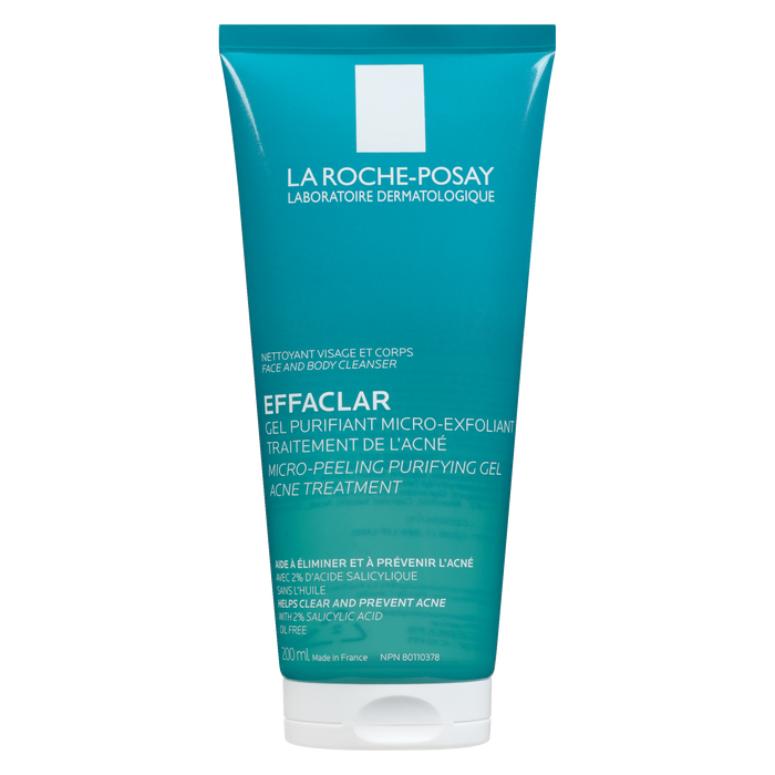 La Roche-Posay Effaclar Gel Purifiant Micro-Peeling Nettoyant Visage et Corps Traitement Acné 200 ml