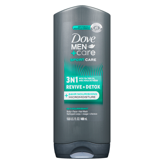 Dove Men+Care Gel Nettoyant Corps + Visage + Cheveux Revive + Detox 400 ml