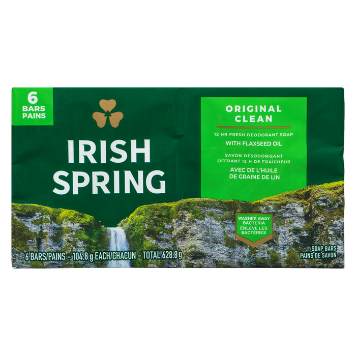 Barres de savon Irish Spring Original Clean 6 barres x 104,8 g (628,8 g)