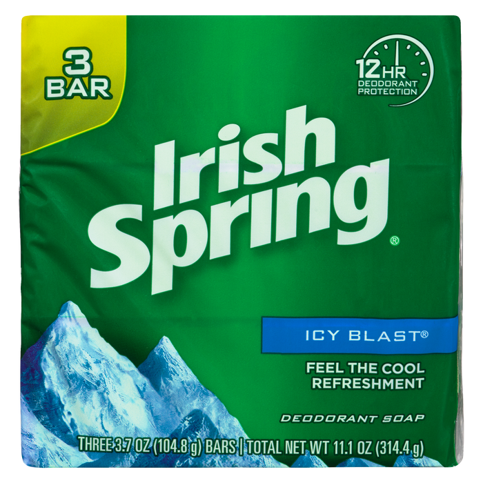 Savon déodorant Irish Spring Icy Blast 3 barres x 104,8 g (314,4 g)