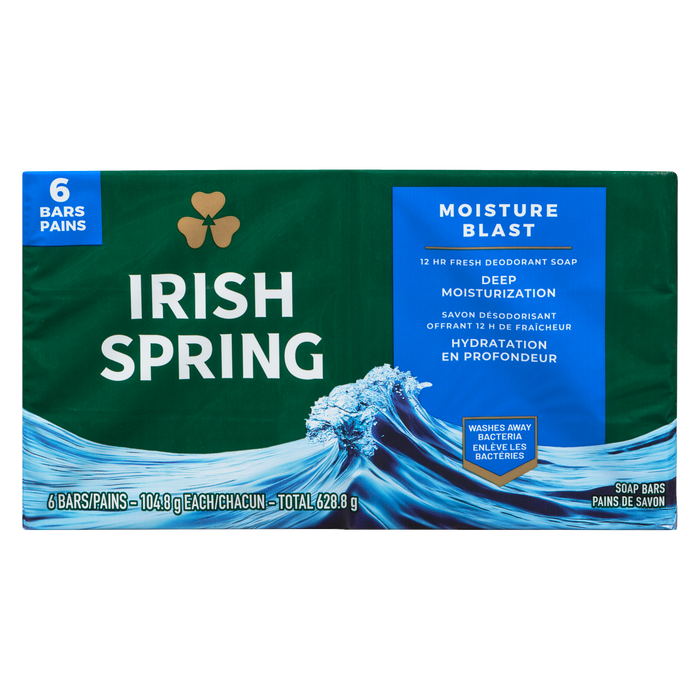 Barres de savon Irish Spring Moisture Blast 6 barres x 104,8 g (628,8 g)