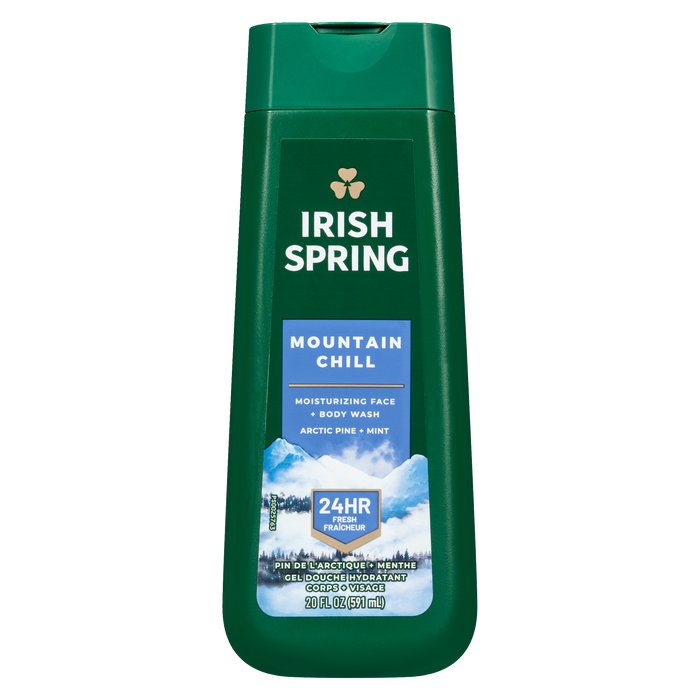 Irish Spring Moisturizing Face + Body Wash Mountain Chill Arctic Pine + Mint 591 ml