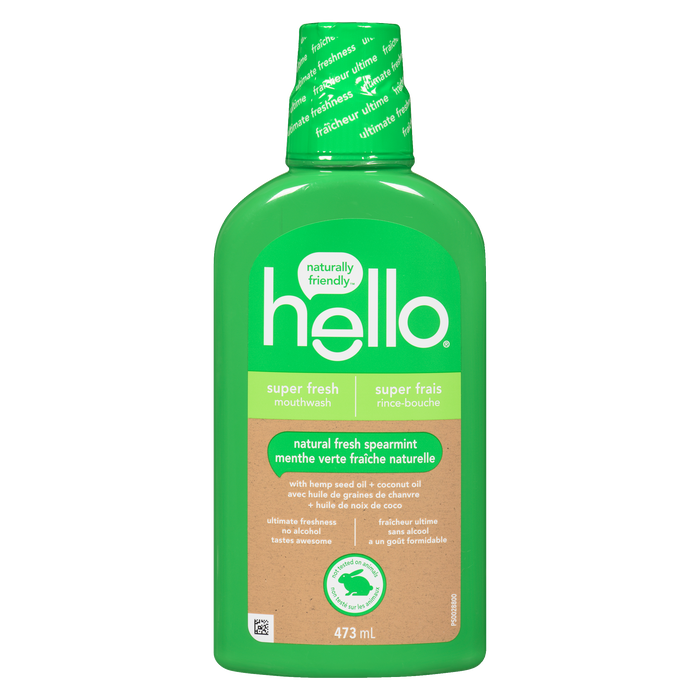 Hello Super Fresh Mouthwash Natural Fresh Spearmint 473 ml