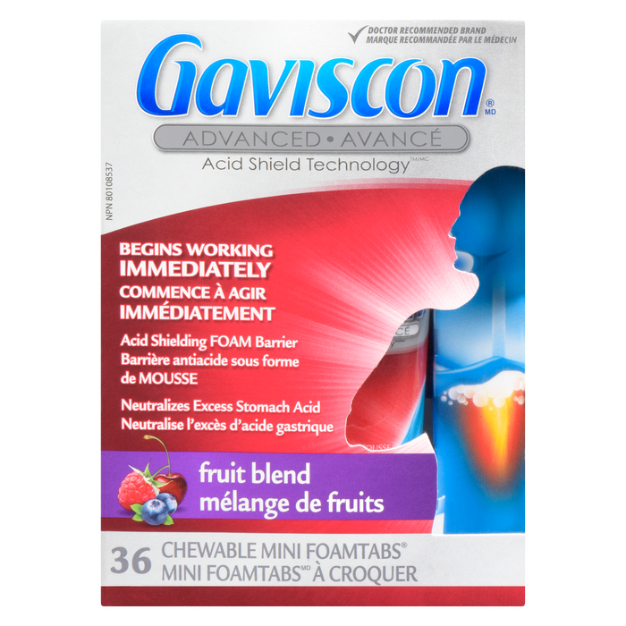 Gaviscon Acid Shielding Foam Barrier Fruit Blend 36 Chewable Mini Foamtabs