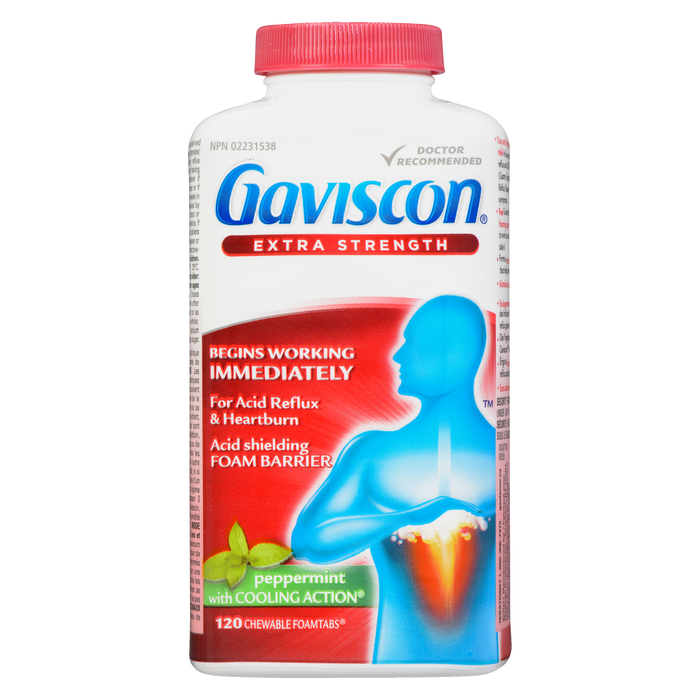 Gaviscon Foam Barrier Extra Strength Peppermint with Cooling Action 120 Chewable Foamtabs