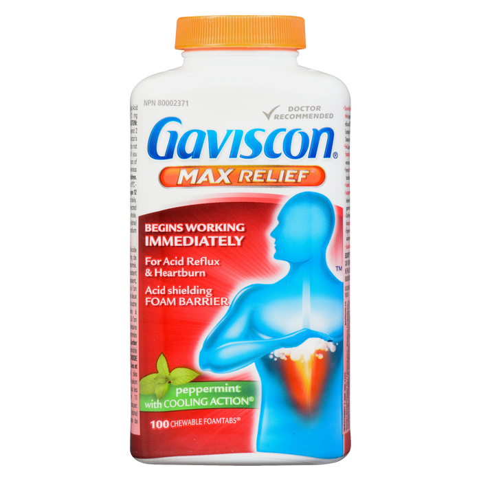 Gaviscon Foam Barrier Max Relief Peppermint with Cooling Action 100 Chewable Foamtabs