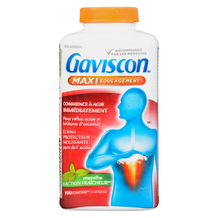 Gaviscon Foam Barrier Max Relief Peppermint with Cooling Action 100 Chewable Foamtabs