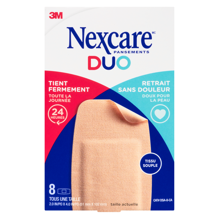 Pansements Nexcare Strong Gentle Duo 8 Tous Taille Unique