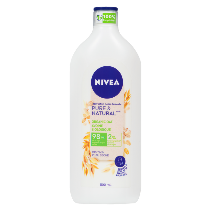 NIVEA Pure & Natural Body Lotion Organic Oat Dry Skin 500 ml