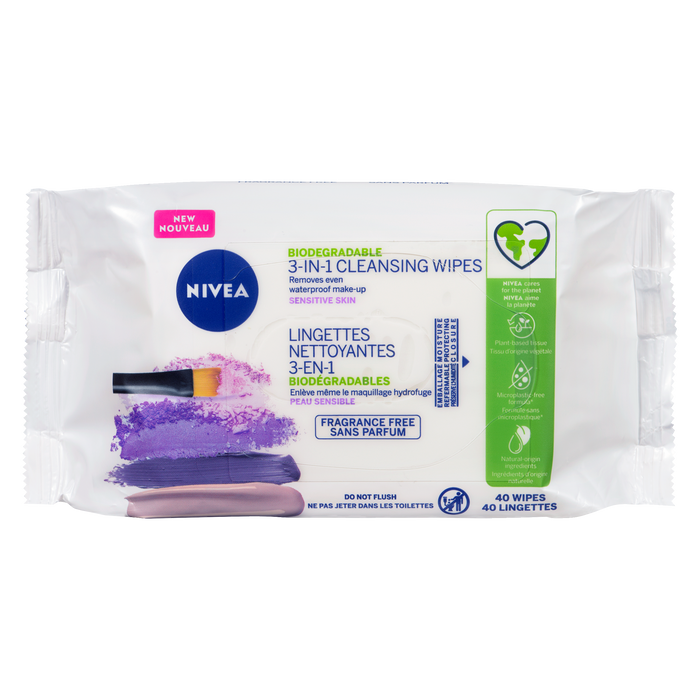 Lingettes nettoyantes 3 en 1 NIVEA Peaux sensibles 40 lingettes