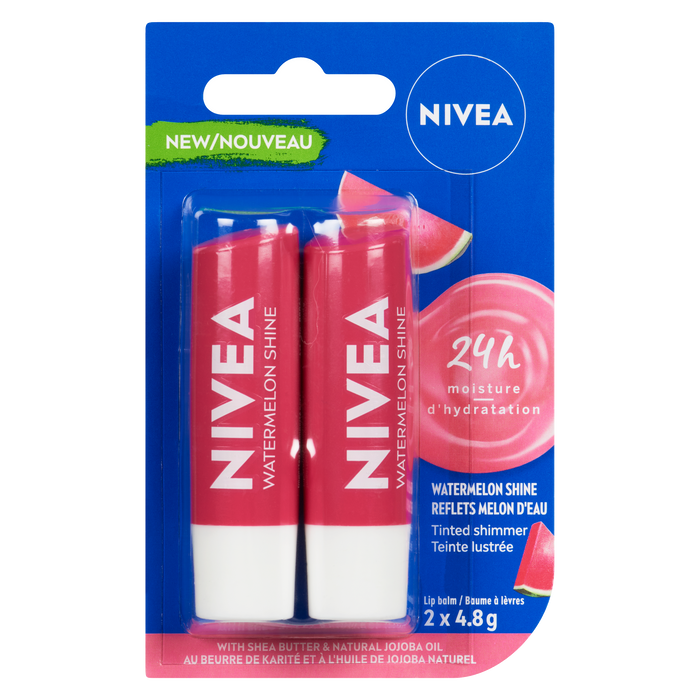 Baume à lèvres NIVEA Caring Watermelon Shine 2 x 4,8 g