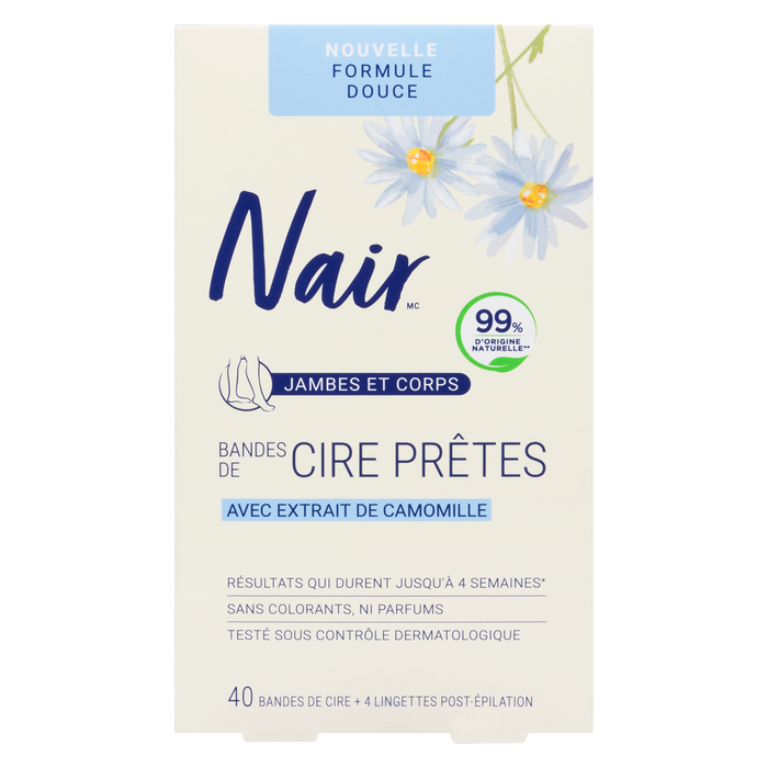 Bandes de cire dépilatoires Nair pour jambes et corps