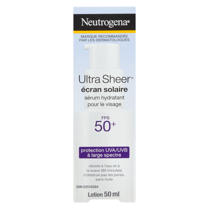 Neutrogena Ultra Sheer Sunscreen Lotion Moisturizing Face Serum SPF 50+ 50 ml