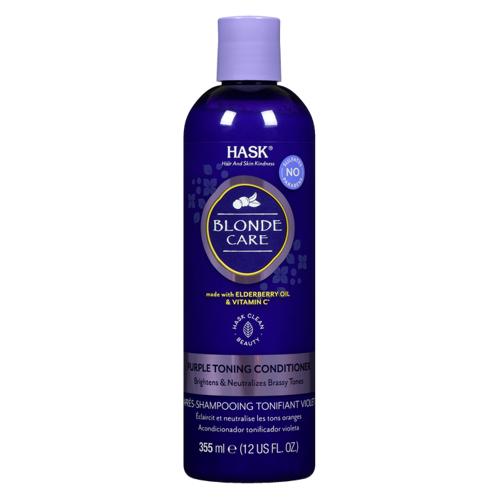 HASK Après-shampoing tonifiant violet pour cheveux blonds 355 ml