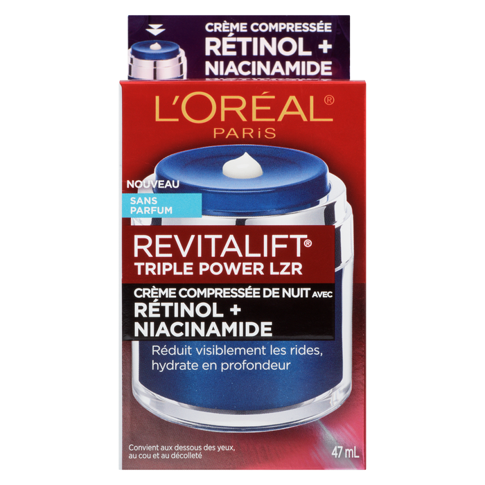 Crème de nuit compacte L'Oréal Paris Revitalift Triple Power LZR avec rétinol + niacinamide 47 ml