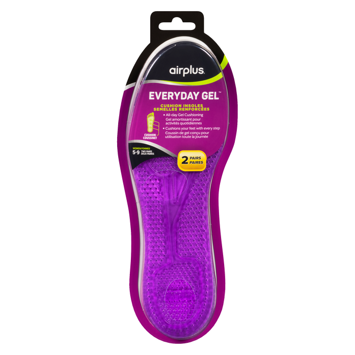 Airplus Everyday Gel Cushion Insoles Women 5-9 2 Pairs