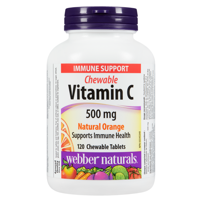 Webber Naturals Vitamin C Chewable 500 mg Natural Orange 120 Chewable Tablets