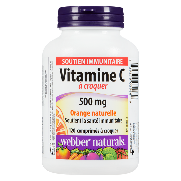 Webber Naturals Vitamin C Chewable 500 mg Natural Orange 120 Chewable Tablets