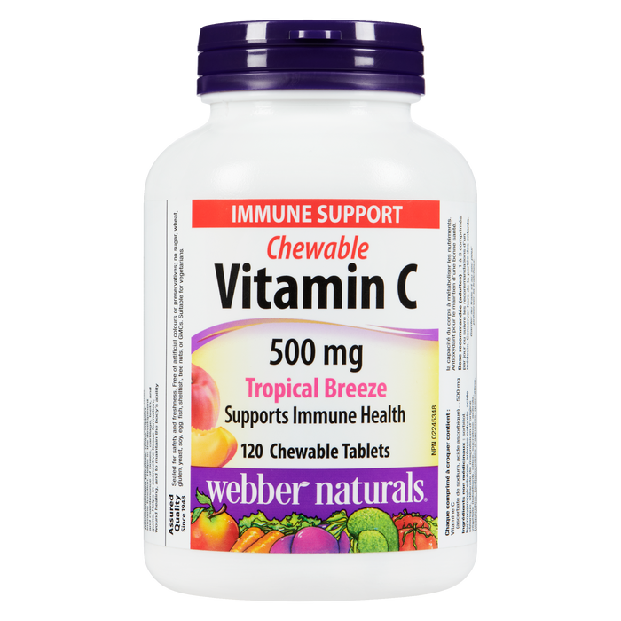 Webber Naturals Vitamin C Chewable 500 mg Tropical Breeze 120 Chewable Tablets