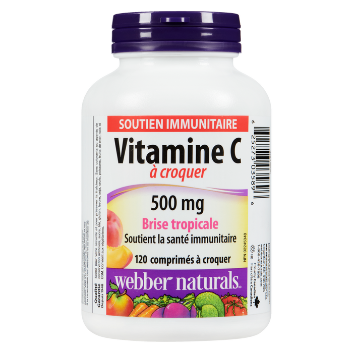 Webber Naturals Vitamin C Chewable 500 mg Tropical Breeze 120 Chewable Tablets