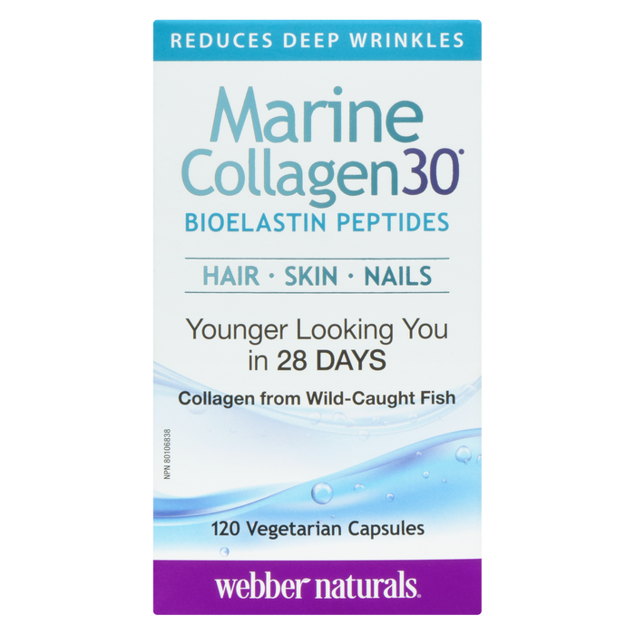 Webber Naturals Marine Collagen30 Bioelastin Peptides 120 Vegetarian Capsules