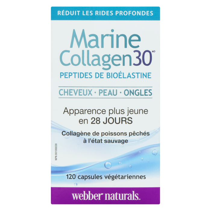 Webber Naturals Marine Collagen30 Bioelastin Peptides 120 Vegetarian Capsules