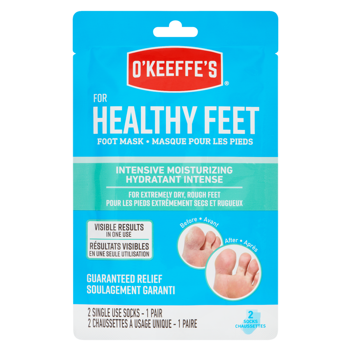 Masque pour les pieds For Healthy Feet d'O'Keeffe's, lot de 2 paires de chaussettes