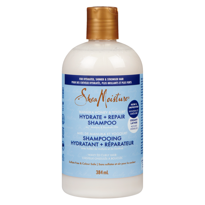 Shampoing hydratant et réparateur Shea Moisture au miel de Manuka et au yaourt 384 ml