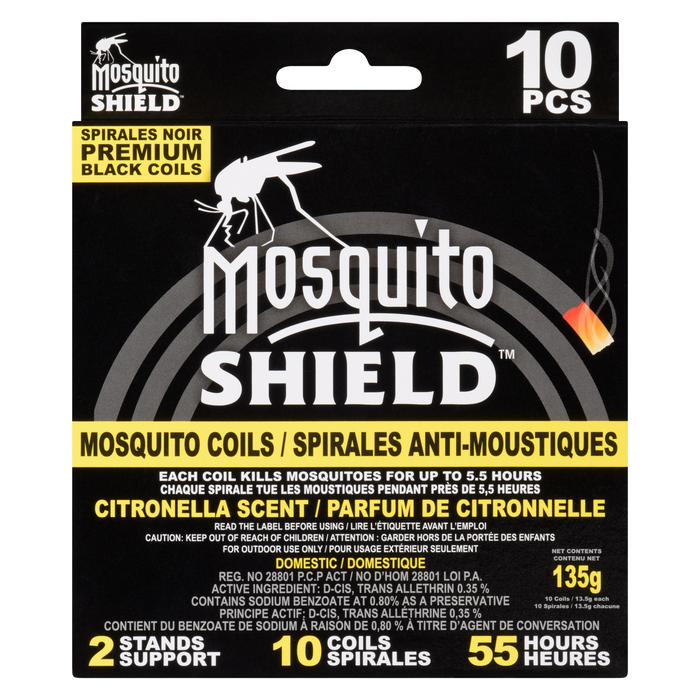 Bobines anti-moustiques Mosquito Shield Bobines noires de qualité supérieure Parfum citronnelle 10 bobines x 13,5 g (135 g)