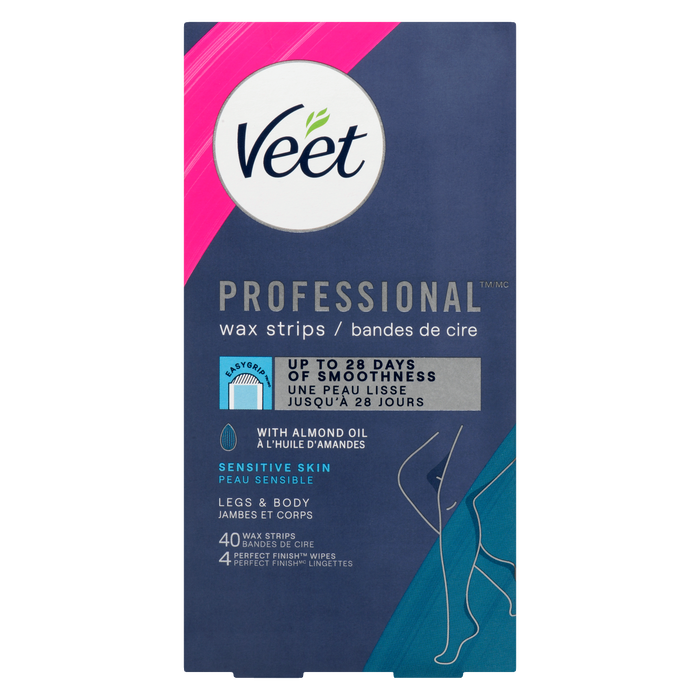 Bandes de cire Veet Professional Sensitive Skin Jambes &amp; Corps 40 pièces