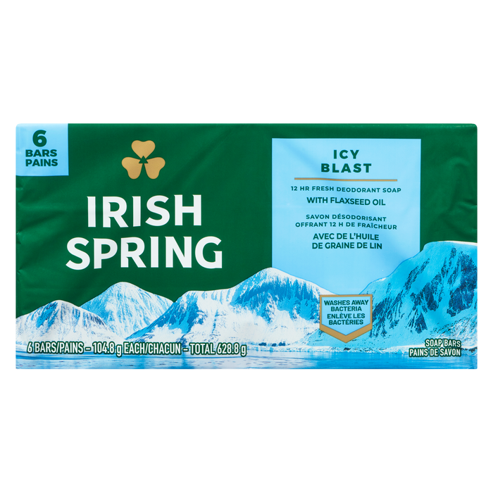 Barres de savon Irish Spring Icy Blast 6 barres x 104,8 g (628,8 g)