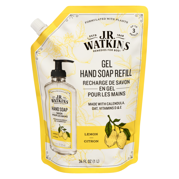 Recharge de savon gel pour les mains JR Watkins au citron 1 L