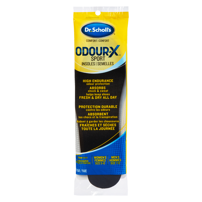 Dr. Scholl's Odour-X Sport Insoles Comfort Women's Size 5-10 Men's Size 7-13 1 Pair