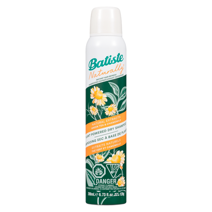 Shampoing sec Batiste Naturally Plant Powered Thé vert et camomille 200 ml