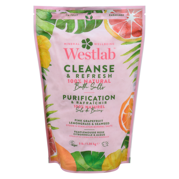 Westlab Epsom & Himalayan Mineral Salts Cleanse & Refresh Pink Grapefruit Lemongrass & Seaweed 1.36 kg