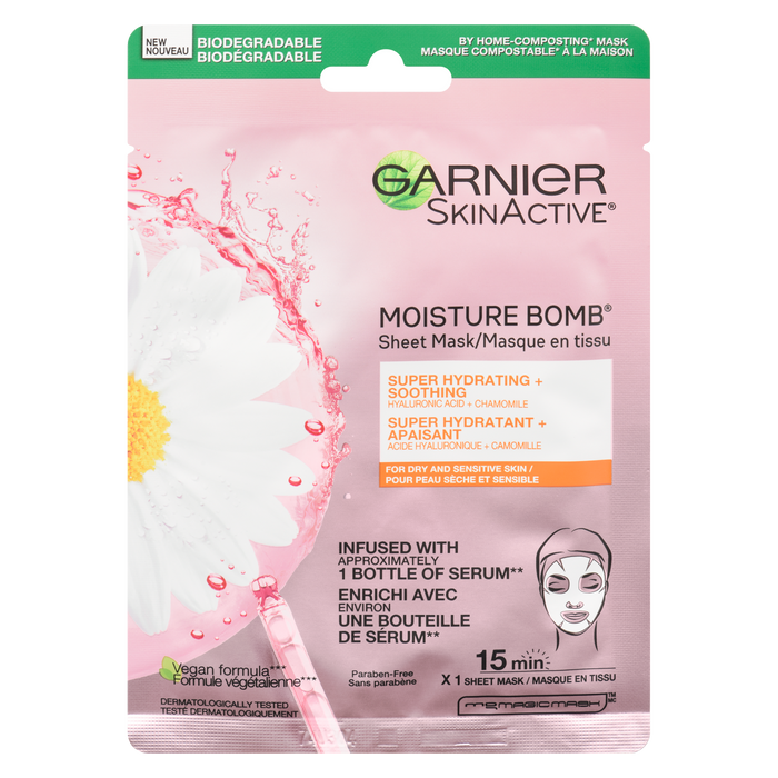 Masque en tissu Garnier Skin Active Moisture Bomb super hydratant + apaisant 1 x masque en tissu 28 g