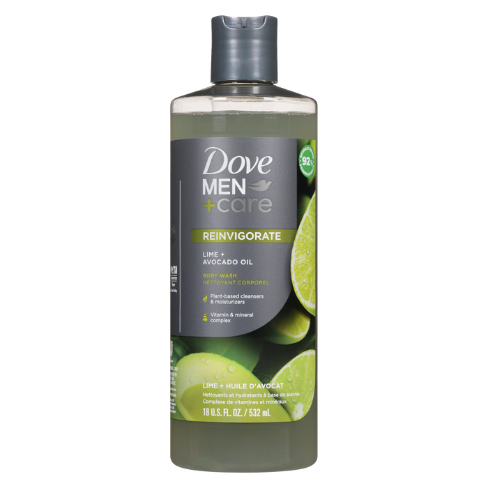 Gel douche Dove Men+Care Citron vert + Huile d'avocat 532 ml