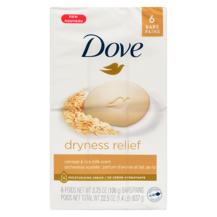 Dove Bars Dryness Relief Oatmeal & Rice Milk Scent 6 Bars x 106 g (637 g)