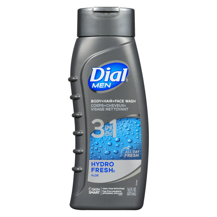 Dial Men Body Hair Face Wash 3 in 1 Hydro Fresh Aloe 473 ml