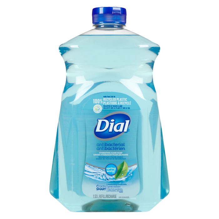 Savon hydratant pour les mains Dial Recharge antibactérienne à l'eau de source 1,53 L